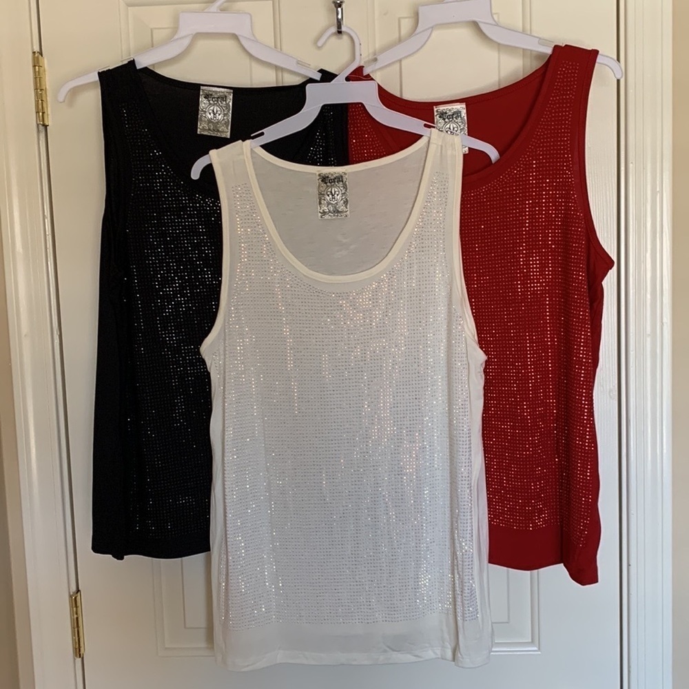 NWT VOCAL black rhinestone tank. Size MEDIUM. Gorgeous and versatile! - Picture 7 of 9